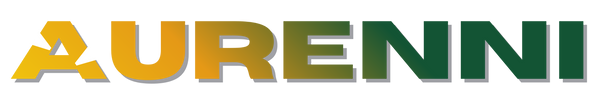 Aurenni logo in green and gold on a transparent background
